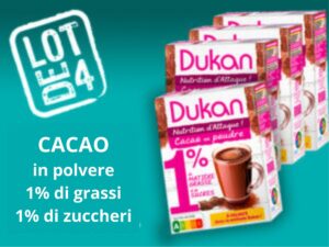 Lotto di 4 cacao in polvere Dukan 1% di grassi e di zuccheri